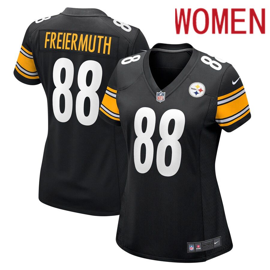 Women Pittsburgh Steelers #88 Pat Freiermuth Nike Black Game NFL Jersey